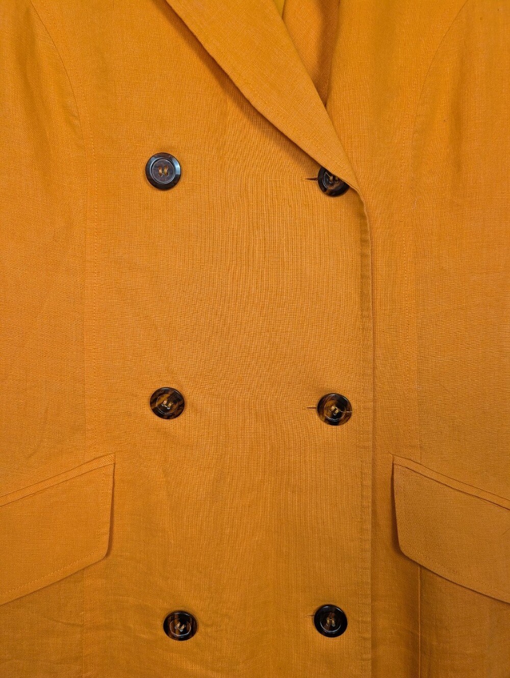 Rickie Freeman for Teri Jon Orange Linen Double Breasted Midi Dress Size 8 - Picture 7 of 9